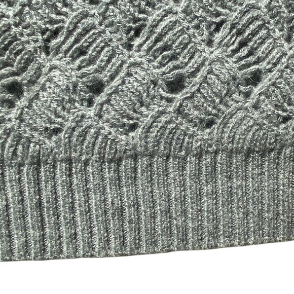 J Crew Cashmere Pointelle Sweater Vest Shell Gray Academia Preppy Quiet Luxury-M - Picture 5 of 9